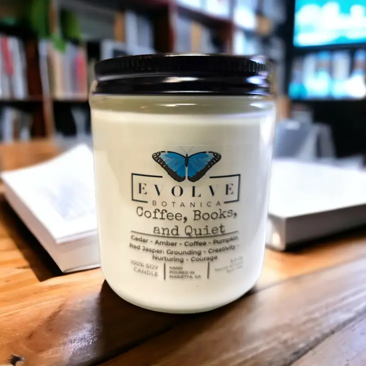 Wood Wick Gem Soy Candle Coffee Books Quiet Scented Jasper For Book Lovers Cozy Crackling