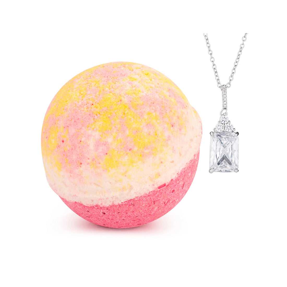 Blushing Peony Bath Bomb Necklace - Deluxe Spa Experience with Hidden Necklace Surprise for Relaxation Lovers