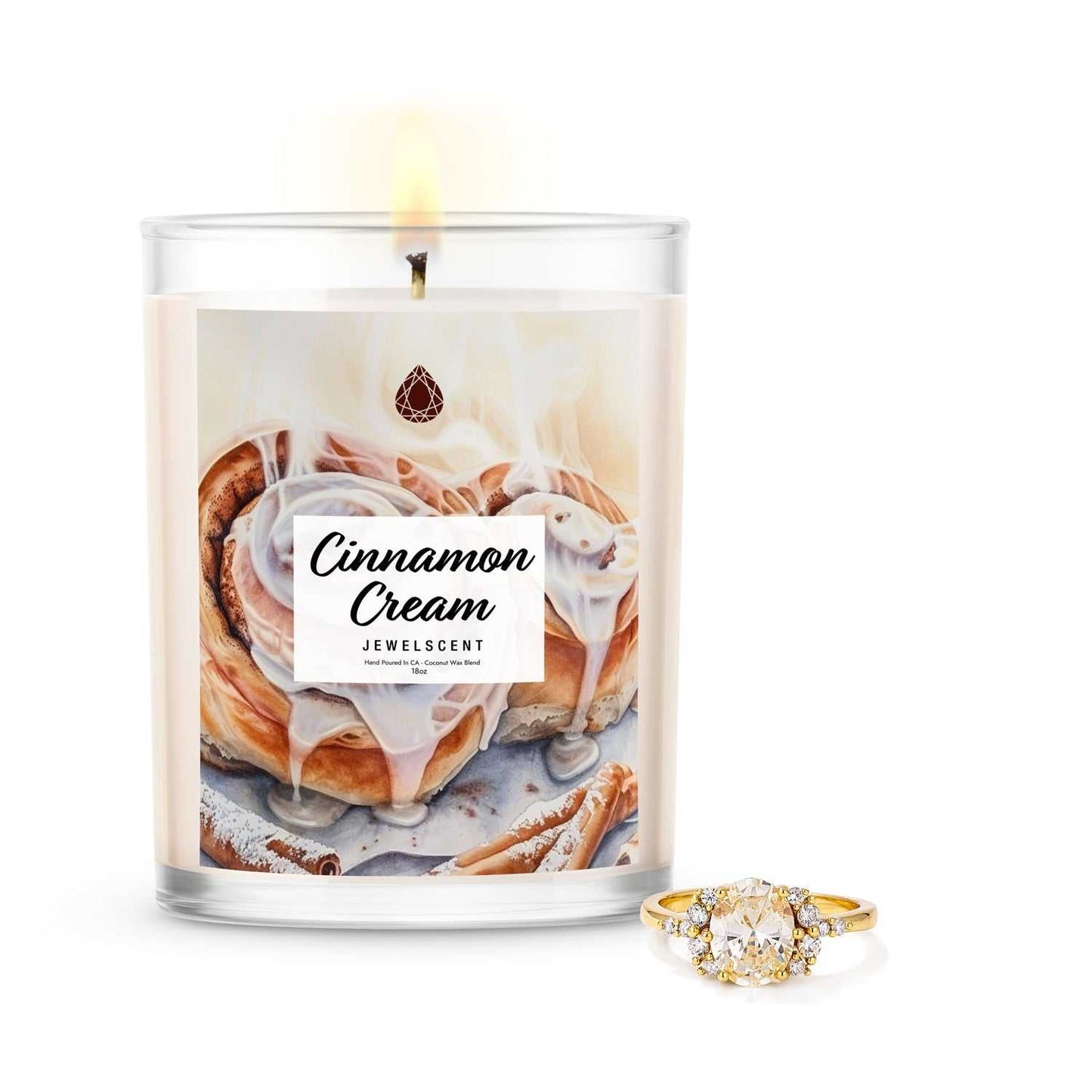 Jewelry Candle with Hidden Jewelry 18oz Cinnamon Cream – Perfect Gift for Jewelry Lovers