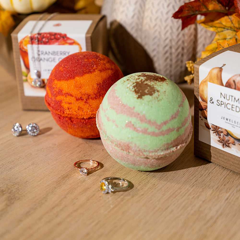 Cranberry Orange Bath Bomb Jewelry Infused 10oz Luxurious Spa Indulgence For Self Care Lovers