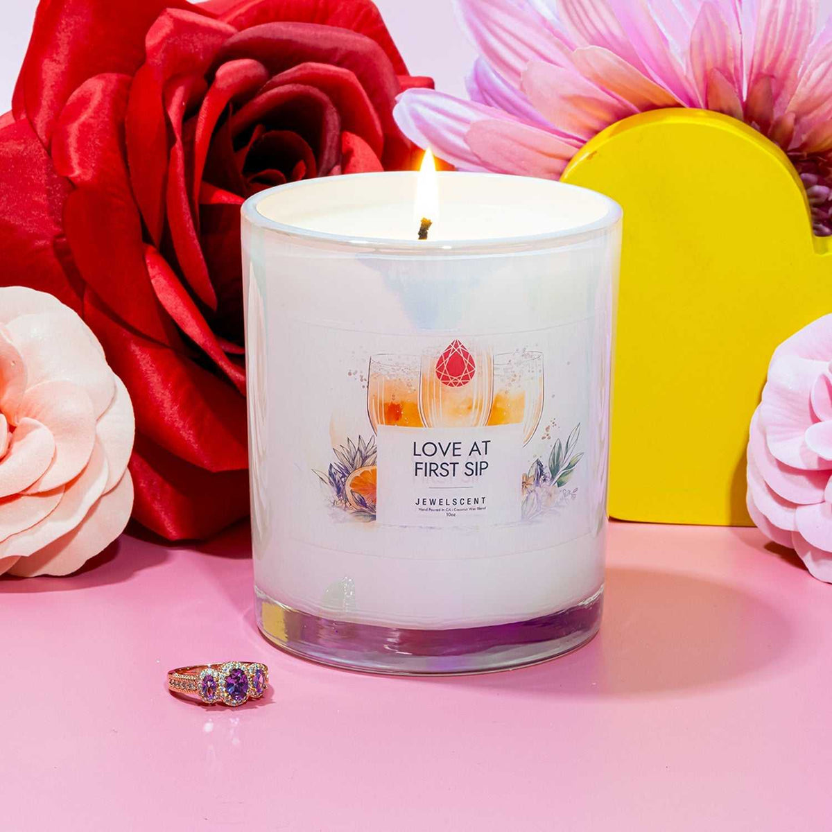 Love At First Sip Iridescent Jewelry Candle 10oz Signature Collection