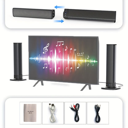 Wireless Soundbar for Smart TV 2 in 1 Detachable Bluetooth Speaker