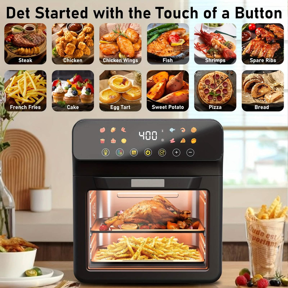 12QT 12 In 1 Smart Air Fryer Oven With One Touch Presets