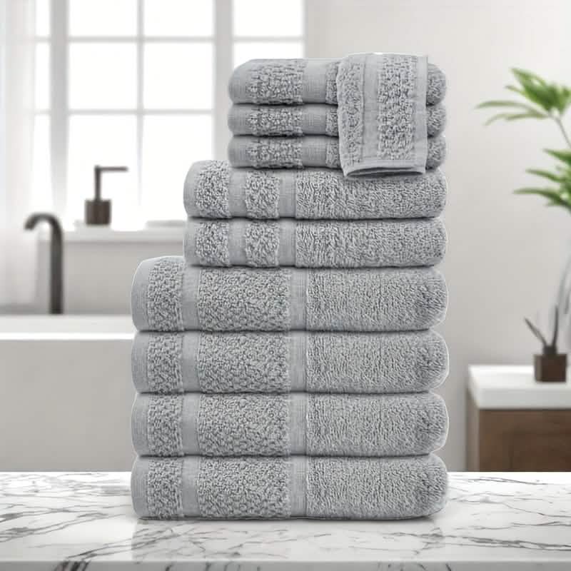 Gray Cotton Bath Towel Set Soft Absorbent Quick Dry Towels 10 To 32 Pieces