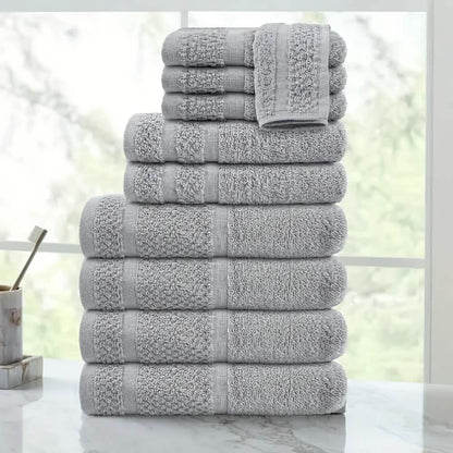 Gray Cotton Bath Towel Set Soft Absorbent Quick Dry Towels 10 To 32 Pieces