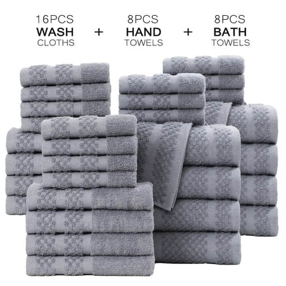 Gray Cotton Bath Towel Set Soft Absorbent Quick Dry Towels 10 To 32 Pieces
