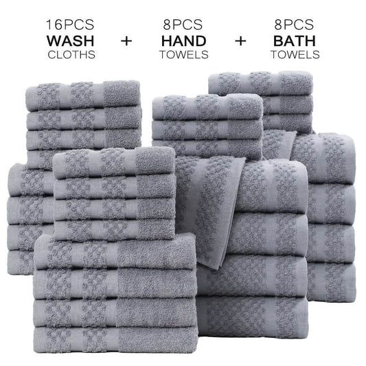 Gray Cotton Bath Towel Set Soft Absorbent Quick Dry Towels 10 To 32 Pieces