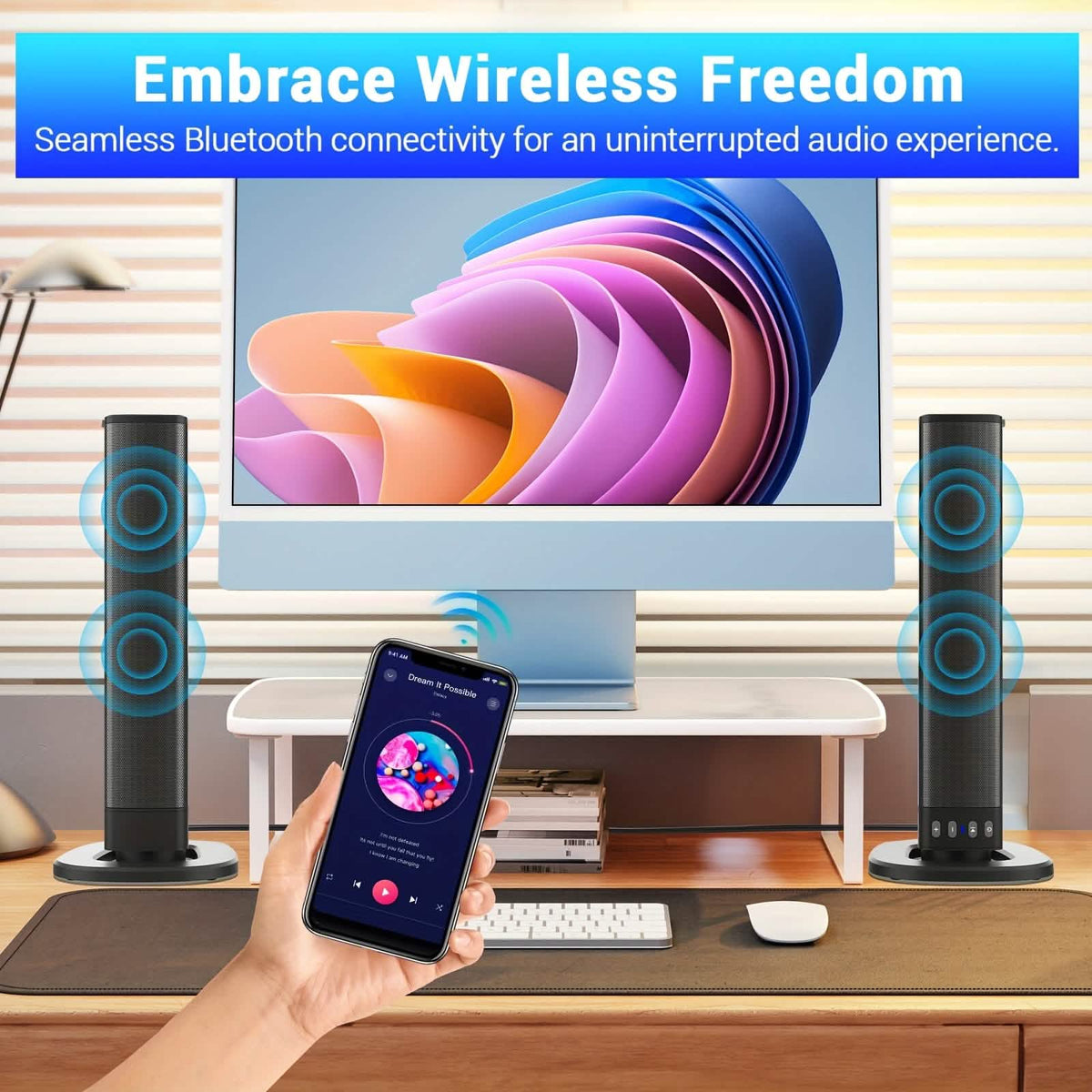 Wireless Soundbar for Smart TV 2 in 1 Detachable Bluetooth Speaker