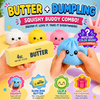 2 Pack Squishy Dumpling And Butter Combo Slow Rising Fidget Toys
