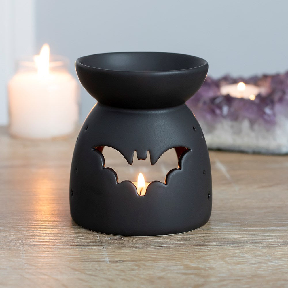 Gothic Black Bat Cut Out Oil Burner And Wax Warmer Halloween Decor