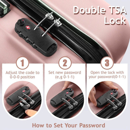 3 Piece Hard Shell Luggage Set With TSA Lock 20 24 28 Inch Spinner Wheels