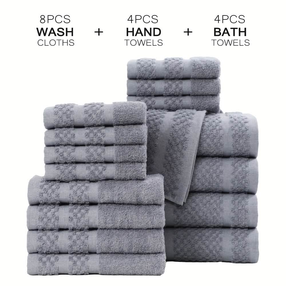 Gray Cotton Bath Towel Set Soft Absorbent Quick Dry Towels 10 To 32 Pieces