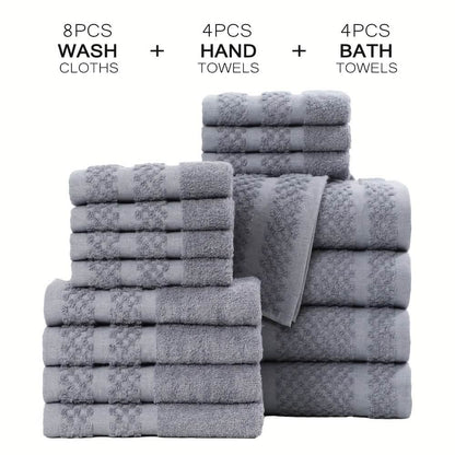 Gray Cotton Bath Towel Set Soft Absorbent Quick Dry Towels 10 To 32 Pieces
