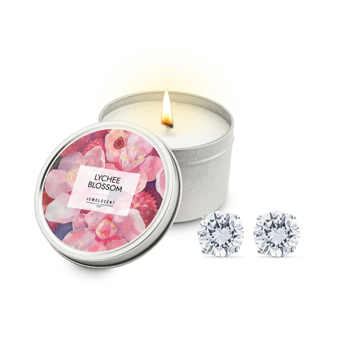 Lychee Blossoms Candle - 5.5oz Tin Jewelry Candle by JewelScent