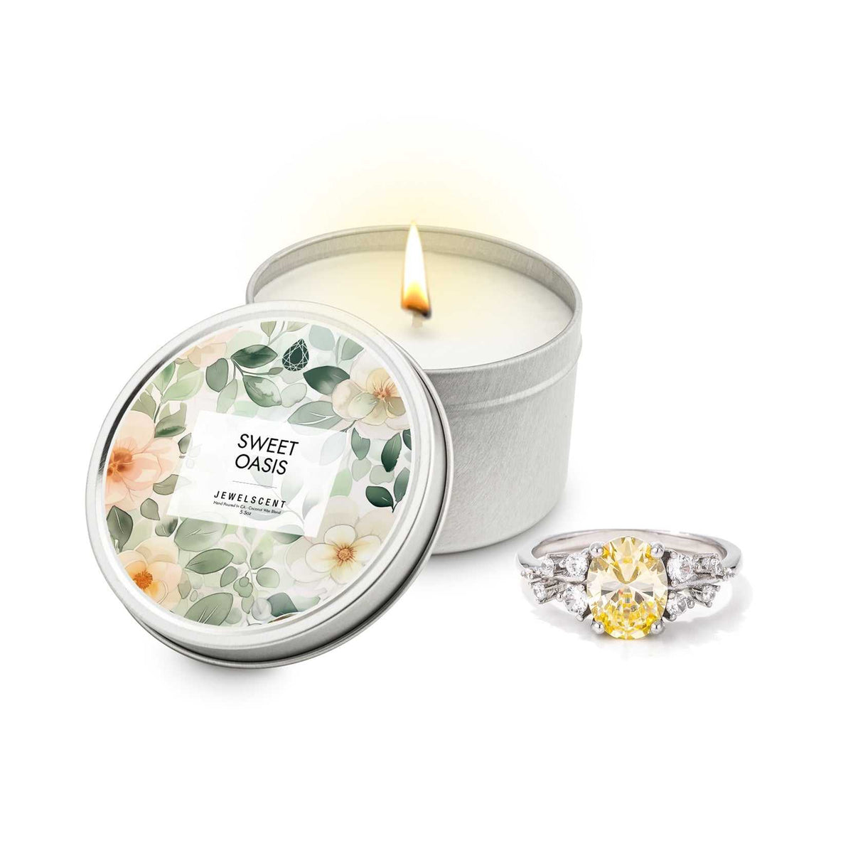 Sweet Oasis Jewelry Candle - 5.5oz Tin for a Luxurious Aromatic Experience