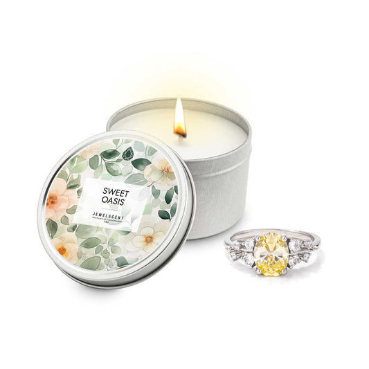 Sweet Oasis Jewelry Candle - 5.5oz Tin for a Luxurious Aromatic Experience by JewelScent